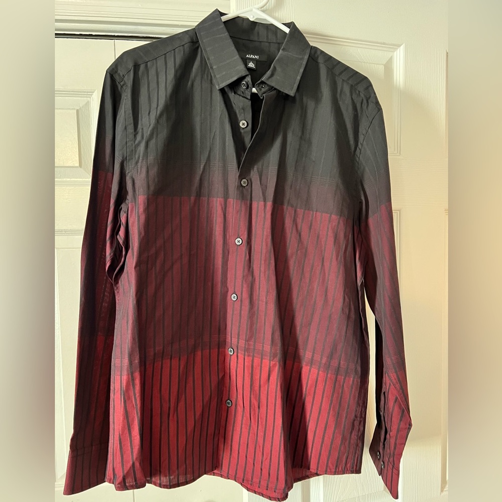 Alfani black/red ombré button down